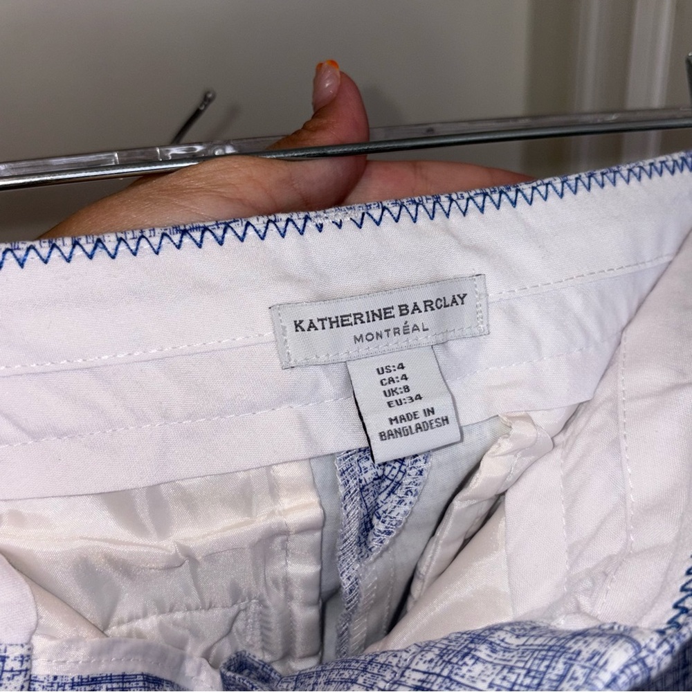 Katherine Barclay Blue Pattern Crop Preppy Trouser - Picture 8 of 10